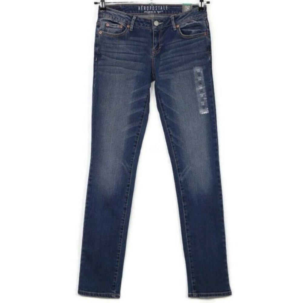Aeropostale Skinny Jeans Low Rise Stretch Distressed 2 Regular